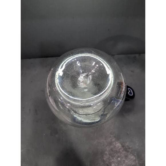 Mexican Hand Blown Glass Pitcher, Cobalt Blue Rim, 160 Oz Bubble Pitcher‎ - Picture 7 of 10